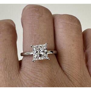 IGI Cert 1.46 ct VS2 D Princess Cut 14kt White Gold Lab Created Diamond Ring